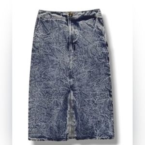 💥SALE💥Who What Wear Sz 8 Midi Jean Denim Skirt Blue Acid Wash Stonewash
